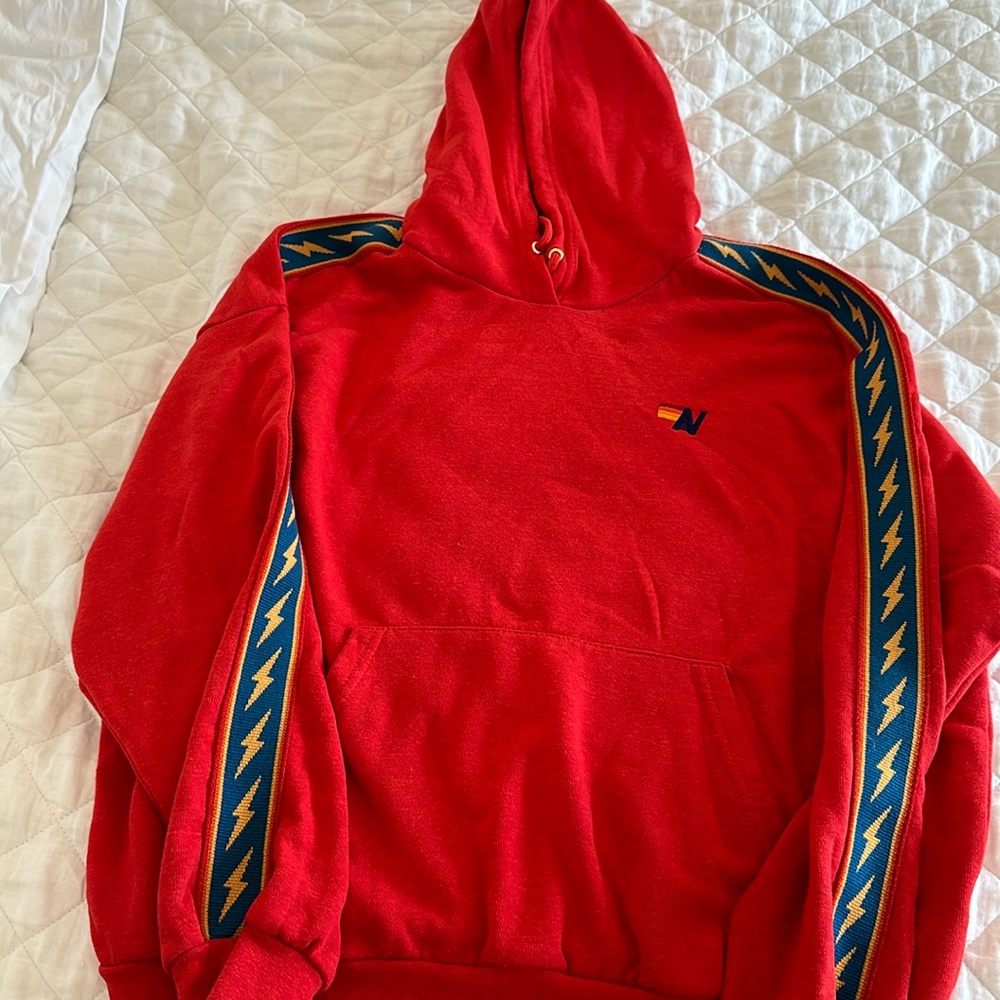 Aviator Nation red bolt stripe hoodie
